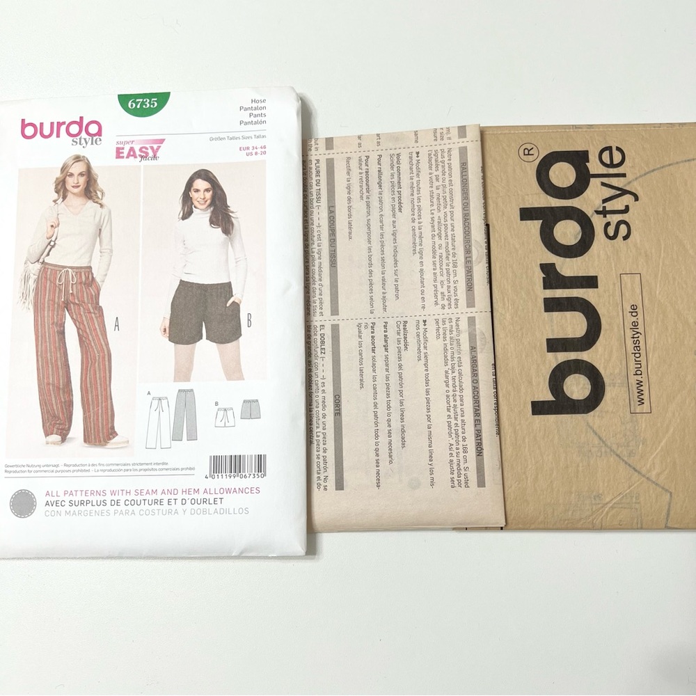 Burda Style 6735 Easy Pants & Shorts Pattern - Picture 2 of 2